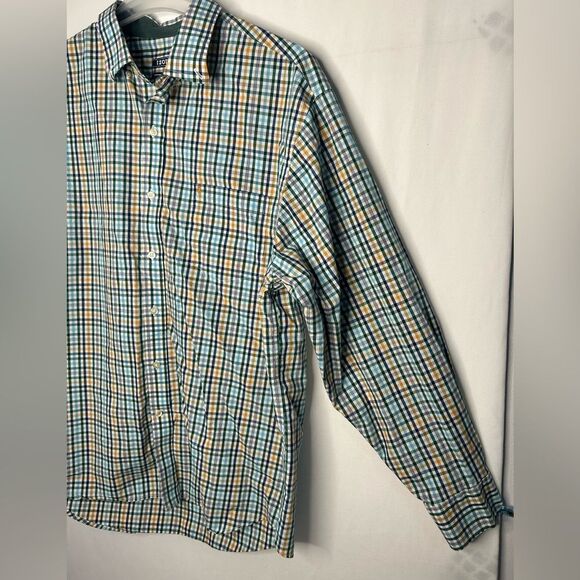 IZOD Men’s Button Down Shirt Long Sleeve Shirt.Green Blue Yellow White. Size XL - Picture 13 of 14